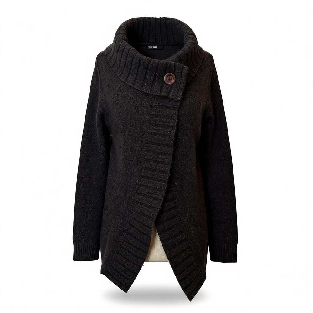 Rubbish Y2K open front top button cowl neck cardigan